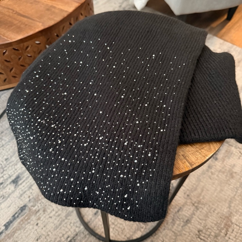 Chic Black Scarf with Sparkling Details NWOT